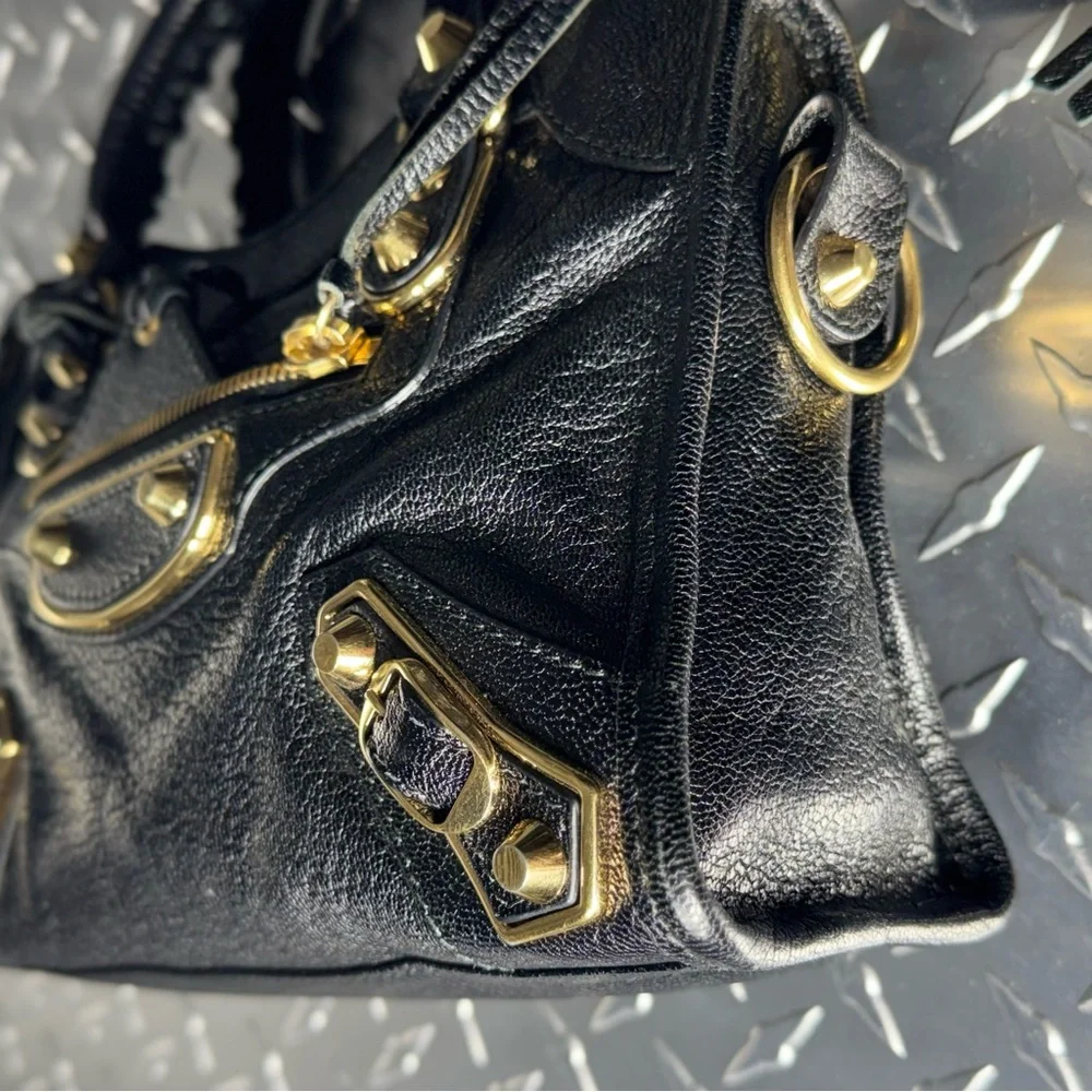 Balenciaga Metallic Edge Classic Moto Mini City Bag in Black GHW - Picture 5 of 11